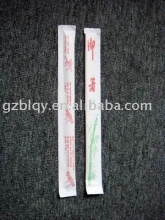 bamboo chopstick with paper wrapped