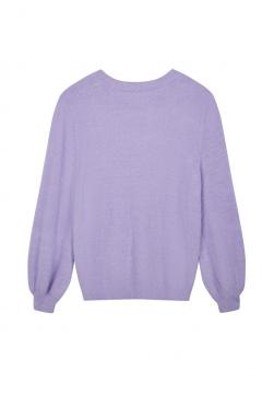 Women's Knitted Feather Yarn Crew-Neck Pullover