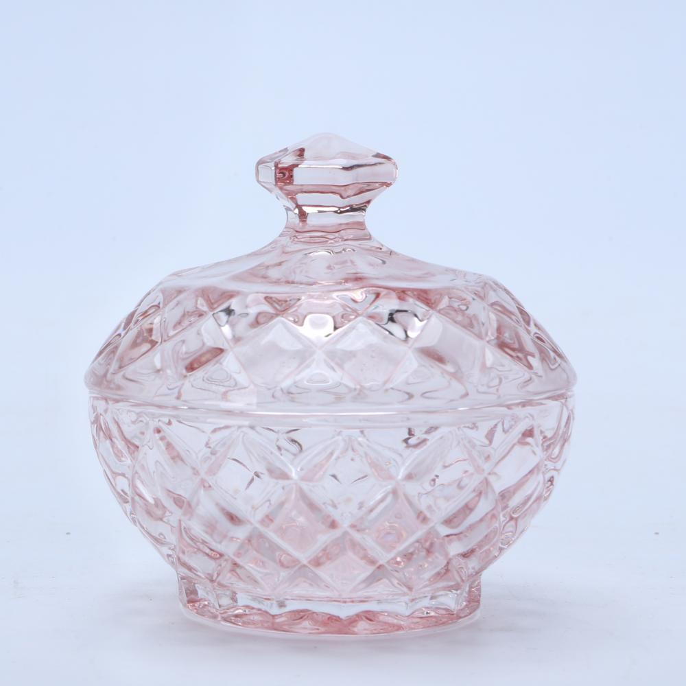Br 1747 1gridding Pattern Pink Glass Jar