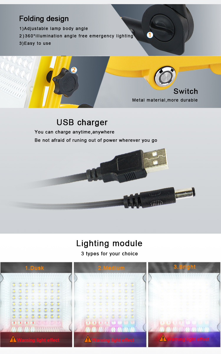 KCD High Lumen USB Charger Working Lighting with Battery Slim Flood 30W 50W 120W 144W Led Work Light Magnetic Rechargeable