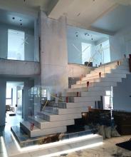 pure white simple design stacked marble steps staircase