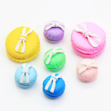 Mélanger la couleur 24mm 100 pc mignon Macaron fait à la main avec arc argile coton bonbon polymère argile alimentaire bonbons décoration pièces artisanat