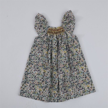 Girls Hand-embroidered Wrap Retro Dress