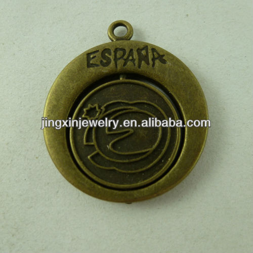 YiWu Hot Sale Bronze Wholesale Coin Shape Espana Culture Charms Crafts