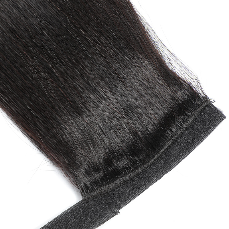 Wrap Around Ponytail 100% Virgin Human Hair Silky Straight, Remy Brazilian Human Hair Drawstring Ponytails