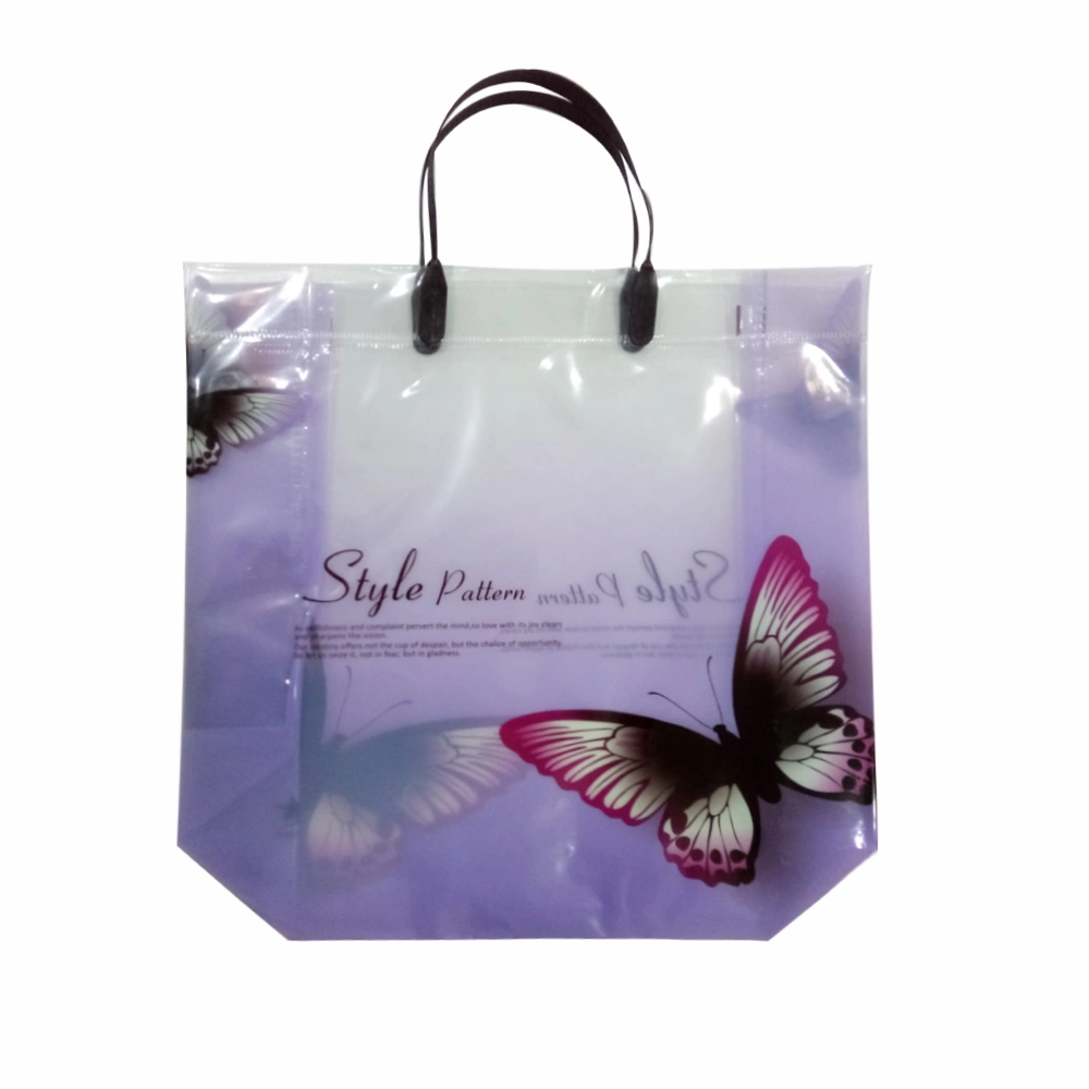 Qingdao Factory Reusable Material Mirror Surface Plastic Handles Closed PP Plastic Shopping Bag