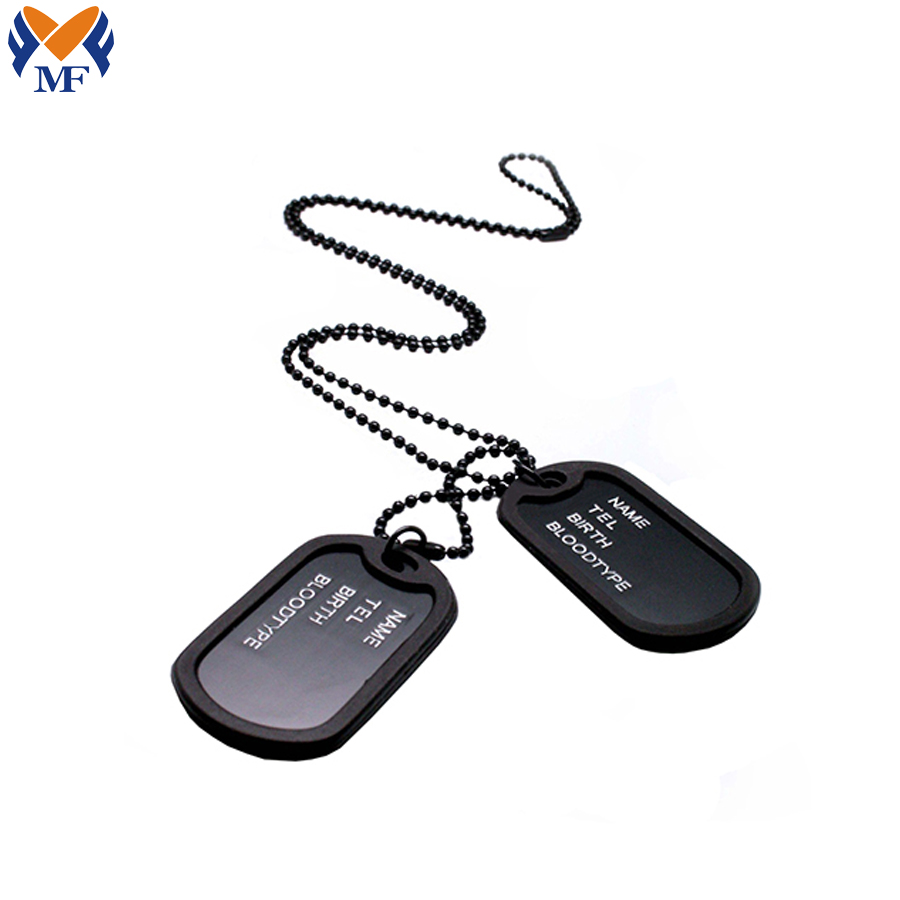 Custom embossed logo black military dog tag