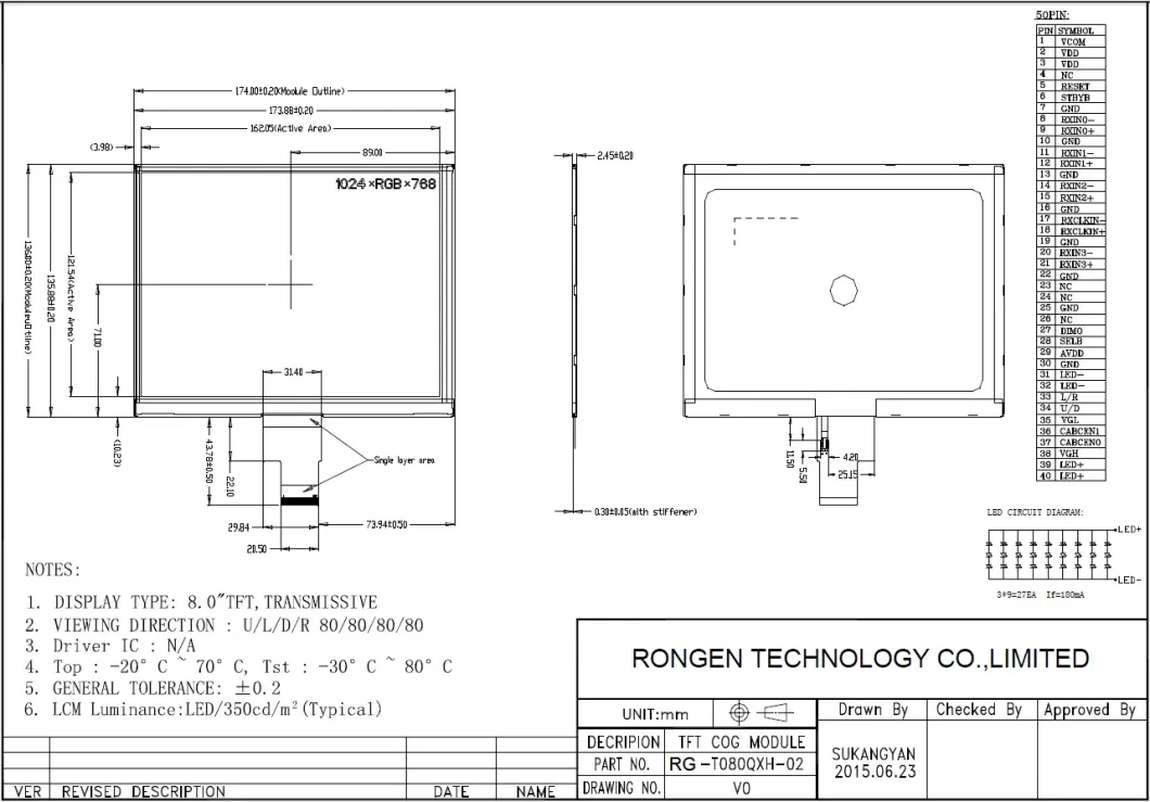 Enhanced Visuals: 8-Inch TFT LCD with 800*600 Resolution and Lvds Interface