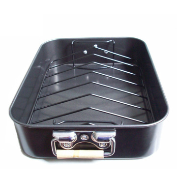 Folded Handle Nonstick Turkey Roaster Pan with Rack