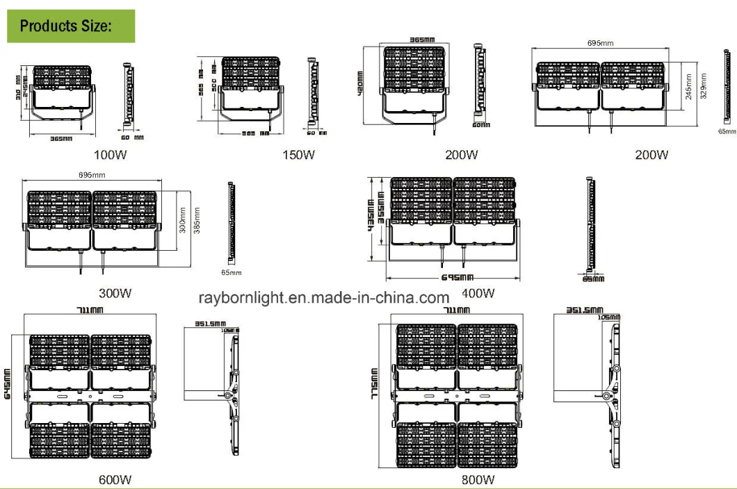 Outdoor High Power Narrow Beam Angle Billboard Asymmetric LED Floodlight 150W 200W 300W