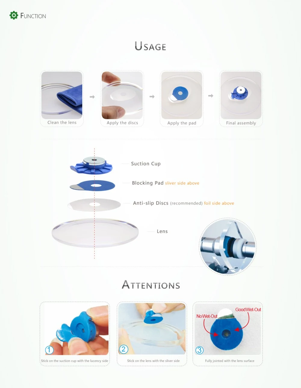 China New Type Optical Lens Blocking Pads