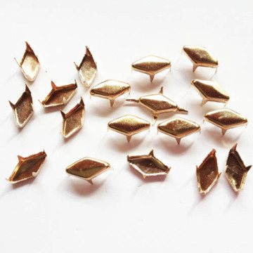 6x11mm Gold Flat Diamond Studs 4 Prongs