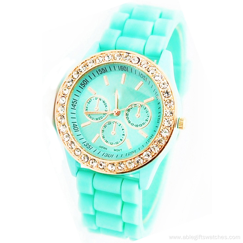 Fashion Quartz Jelly Silicone Children Diamond Watch