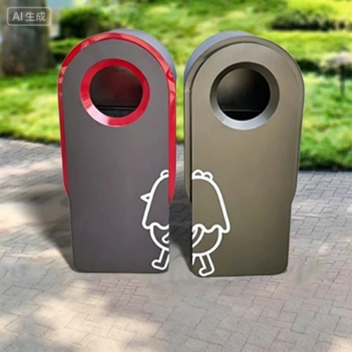 Custom Large Capacity Outdoor Double‑Compartment Waste Sorting Bin Scenic Area Public Dustbin