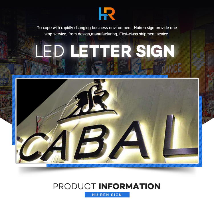 High Quality Led Lighted Signs Stainless Steel Back-lit Sign Brushed Letters Led Logo Sign