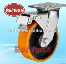 Heavy Duty cast iron pu wheel with locking casters