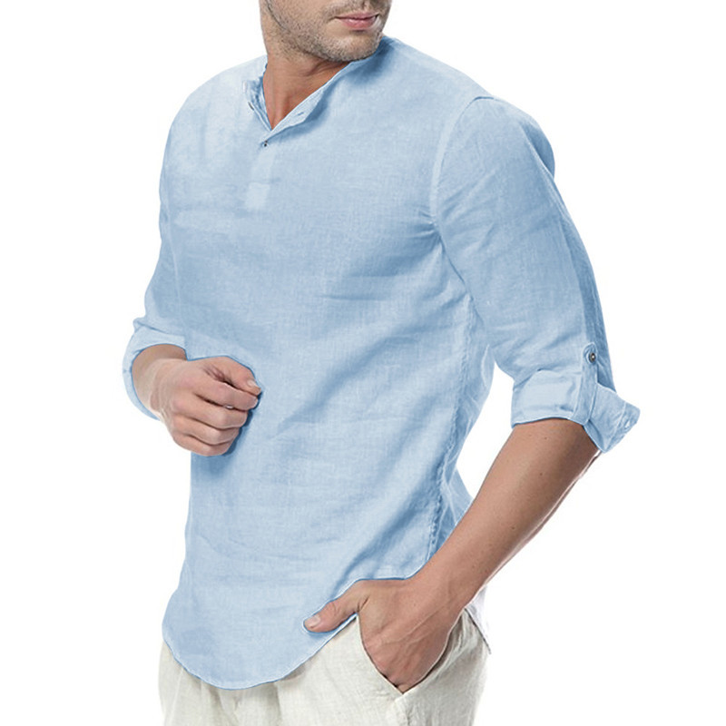 Men's simple fashion matching shirt with casual long sleeve shirt