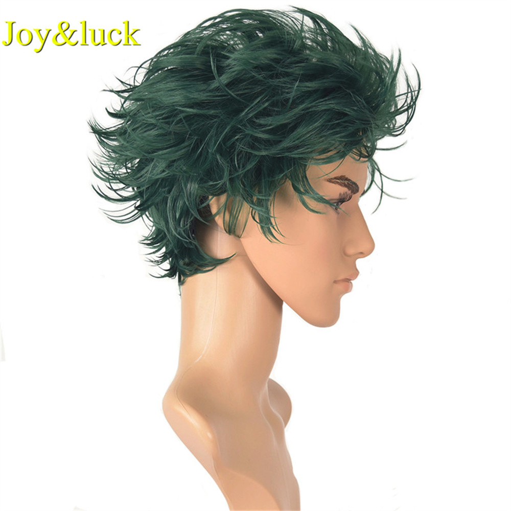 Male Wholesale Dark Green Hair for Mens Daily Party or Cosplay Wigs Man Straight Men Wigs Short Natural Synthetic Hair Wigs