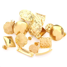 New 18K Gold Stainless Steel Retro Relief Geometric Ear Studs: Exclusive DIY Semi-Manufactured Earring Accessories