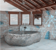 Hand carving natural stone bathtub marble stone bathtub