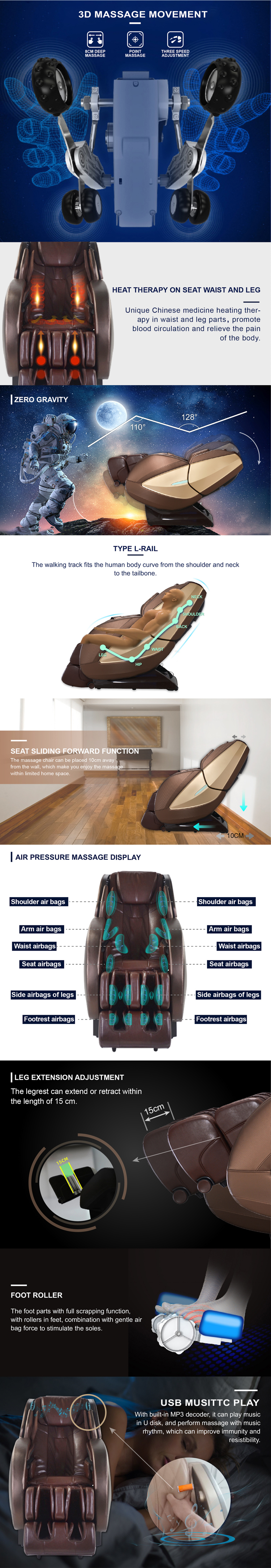 RK-7911 3D zero gravity massage chair