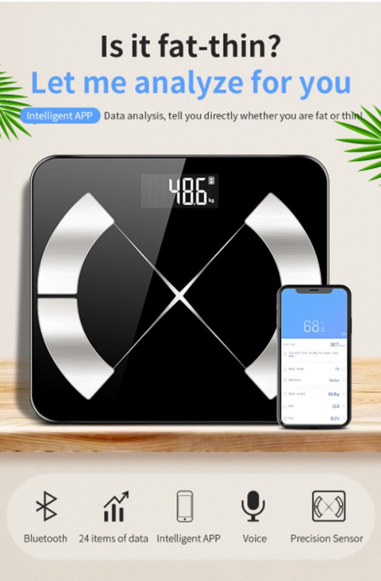 Factory Direct Smart Digital Fat And Weight Scale Measurable 24 Items Of Body Data