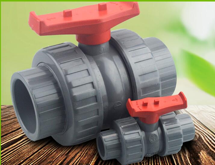 industrial type ball valve,  UPVC double union ball valve, double unioin connection end