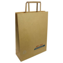 Eco-friendly paperbag, made of 120g brown kraft paper with 3 color printing, flat paper handle