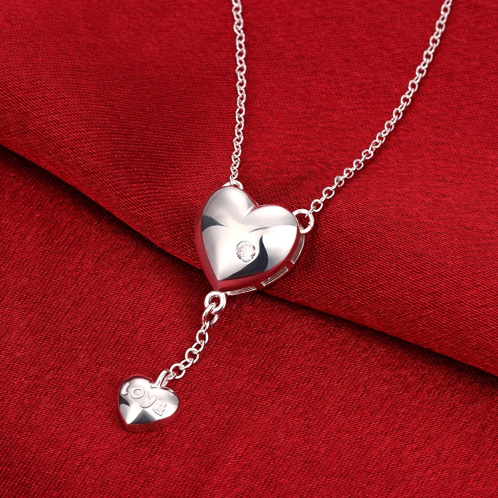 Wholesale Top Selling Simple Vogue Jewelry Romantic Gift Double Heart Pendant Necklace Jewelry