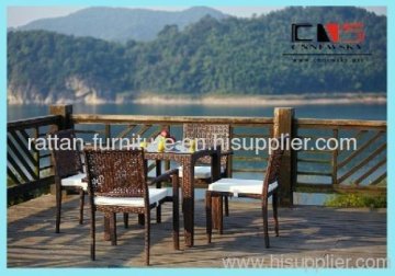 5 Pcs Wicker Dinning Chair Dinning Table Dinning Set 