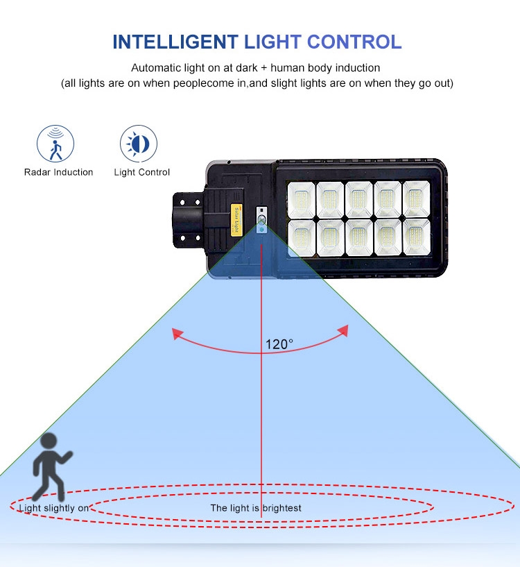 IP65 Outdoor Waterproof Time Light Control 400w Integrated All In One Solar Led Street Light