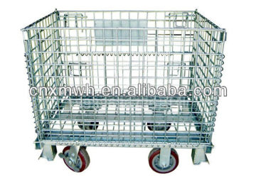 Metal wire container with wheels