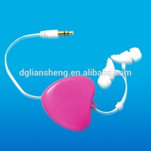 In-ear computers and accessories plastic retractable earphone with retractable cable