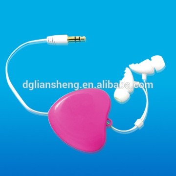 In-ear computers and accessories plastic retractable earphone with retractable cable