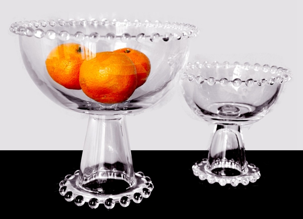 clear beaded glass fruit bowl