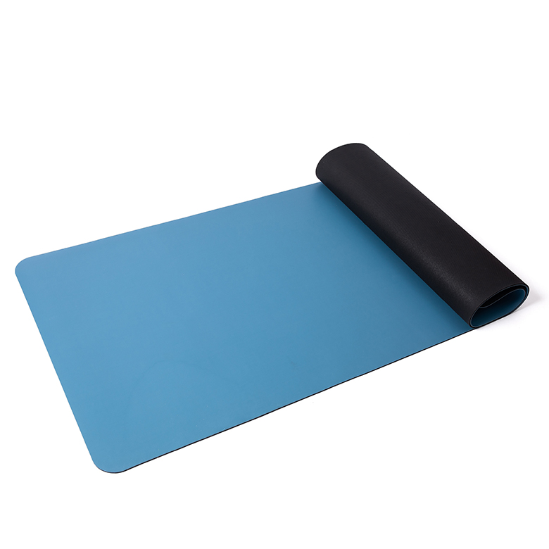 China vendor odor resistant eco friendly laminated solid color black two double layer pu rubber yoga mat