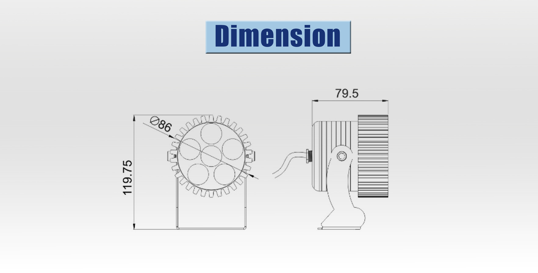 led spot light dimension