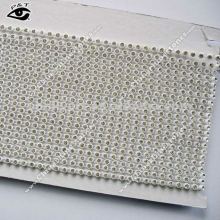 Decorative Single Row Rhinestone Plastic Net SS12 Crystal clear with White Net Trim for Clothing