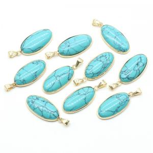 Pendentif turquoise ovale pour fabriquer un collier de bijoux 15x30 mm