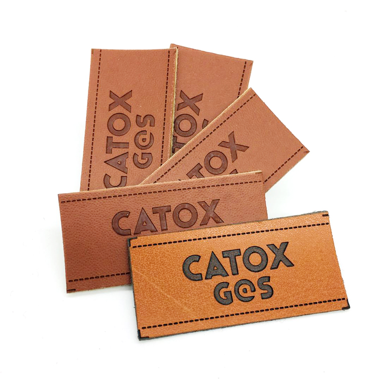 Heat Press Custom Logo Embossed Genuine PU Label Leather Patches for Jeans Clothing and Bags