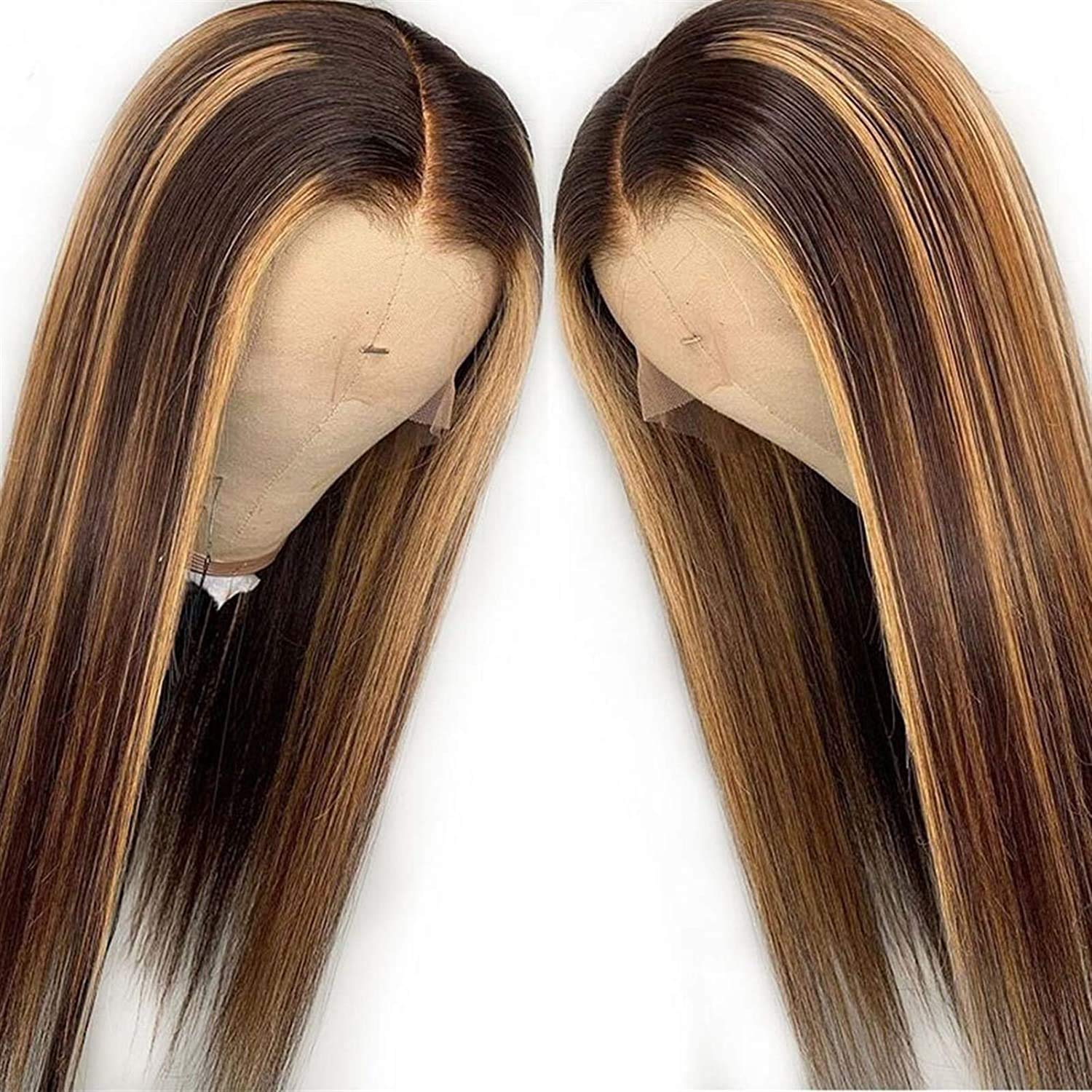 Piano 30 Inch Long Straight P4/27 Honey Blonde 13X4 Transparent Lace Highlighted Human Hair Wigs Highlight Body Wave Hair Wig
