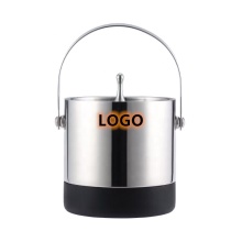 Metal Round Ice Bucket with Lid and Tongs