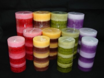 Unscented Rustic layered Pillar Candle