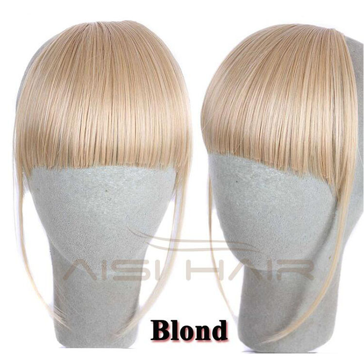 AiSi Hair Hot Sale Heat Resistant Synthetic Fiber Straight Bangs Hair Fringe Clip In Hair Extensions for Women