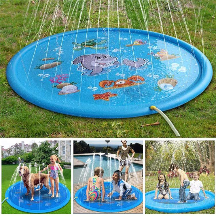 Spot  foldable Children Dolphin Version Play Water Mat Lace Letter Sprinkler Mat Pet Sprinkler Water Mat Toys