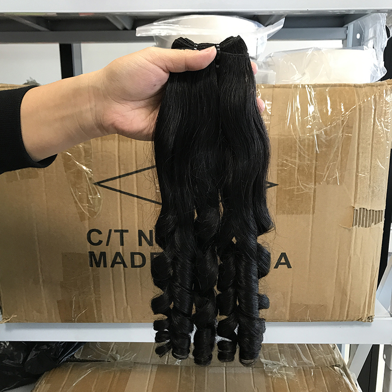 Machine Weft double drawn bouncy curls with frontal, 100 human vietnam bouncy curl, bouncy curls hair funmi bundles