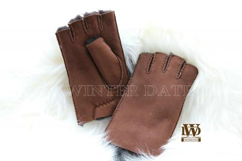 Merino sheepskin/lamb/shearling fingerless mitten/glove