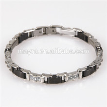 High polished square stainless steel black plated blank bracelet