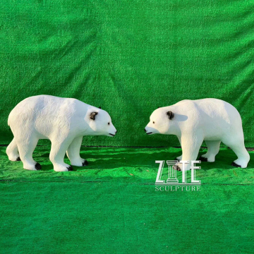 Life size fiberglass white polor bear animal sculpture resin sea bear statue