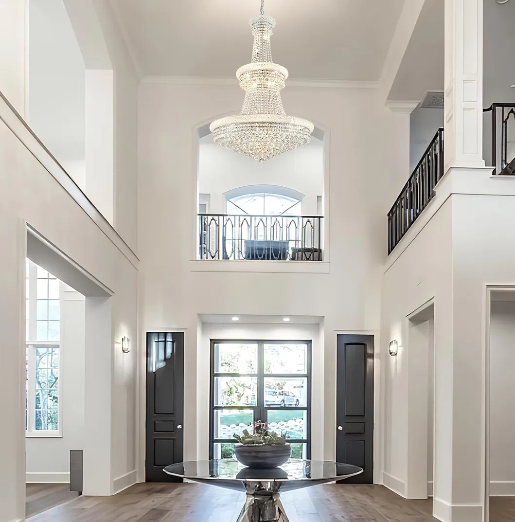 Elegant Gold Crystal Foyer Chandelier - Contemporary Ceiling Hanging Light Fixture